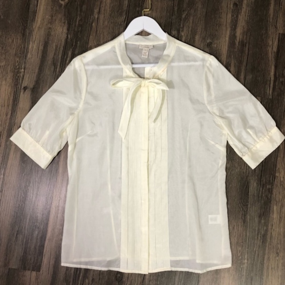 J.Crew Emerson Silk Button Down Neck Tie Blouse